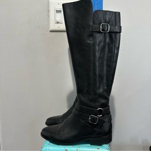 Lucky Brand Paxtreen High Rise Knee Black Leather Boot Size 5.5
